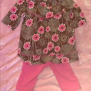 Pink and brown flowered matching set sz 24 mos.
